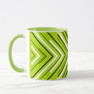 Mug Flèches en vert citron, noir et blanc