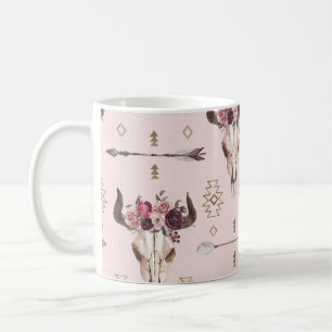 Mug Flèches et crâne Boho, motif aquarelle.