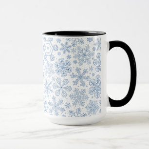 Mug Fléchettes de neige grises sur blanc