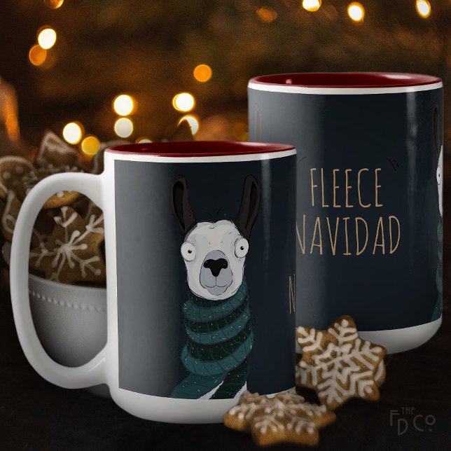 Mug Fleece Navidad Fun Llama Sombre Bleu Foncé (Créateur téléchargé)