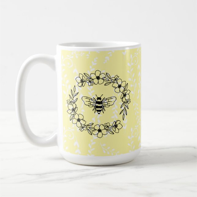Mug Fleur Abeille Wreath Jaune Floral (Gauche)