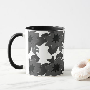 Mug Fleur abstrait gris noir