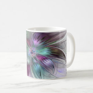 Mug Fleur Abstraite Colorée Art Fractal Floral Moderne