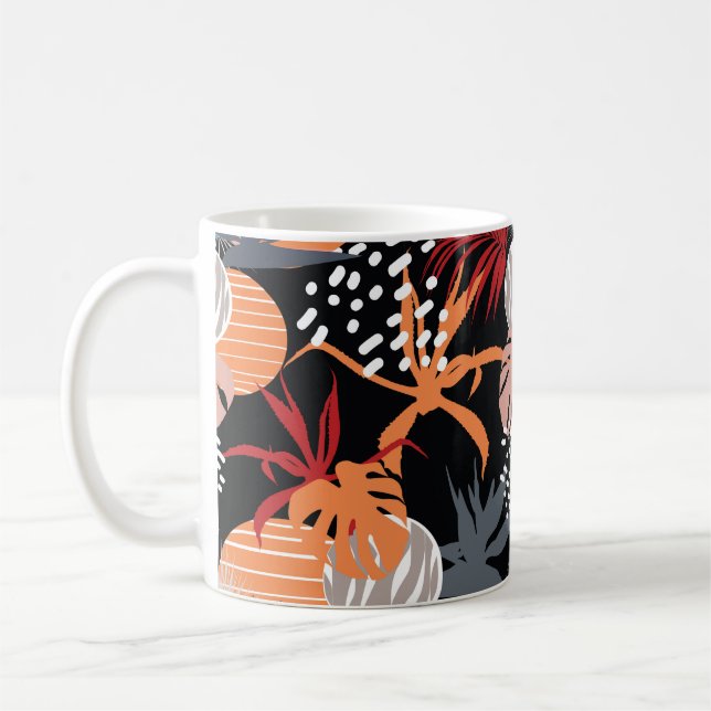 Mug Fleur Abstraite et feuilles tropicaux dessinent co (Gauche)