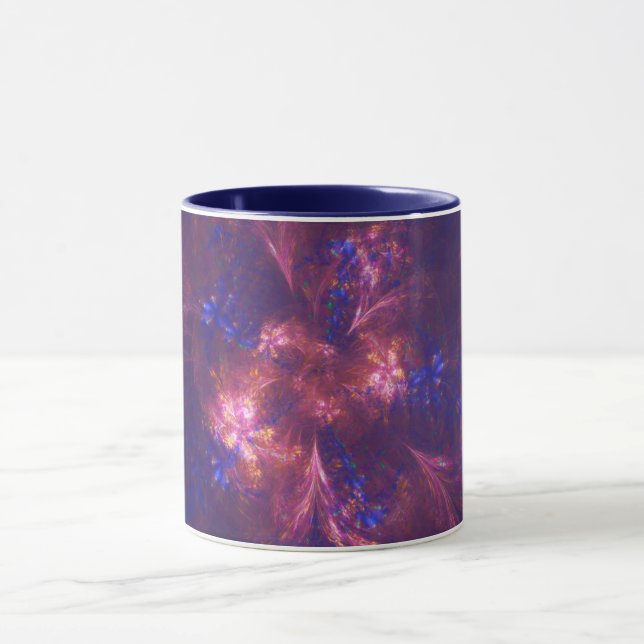 Mug Fleur Abstraite Mélange De Motifs Violet Et Bleu (Centre)