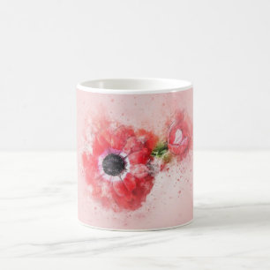 Mug Fleur aquarelle rose avec bouton floral