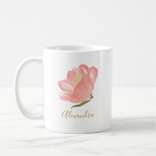 Mug Fleur aquarelle rose minimaliste personnalisée