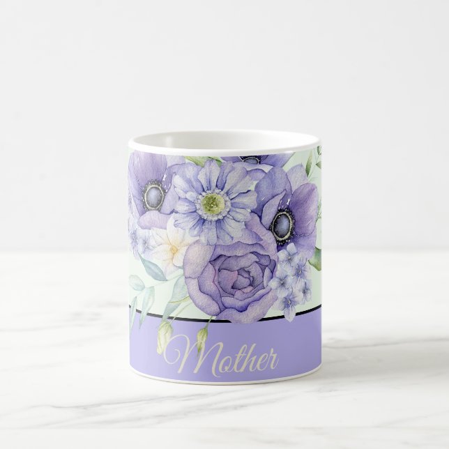 Mug Fleur aquarelle violette personnalisable  (Centre)