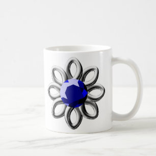 Mug Fleur argentée en pierre bleue