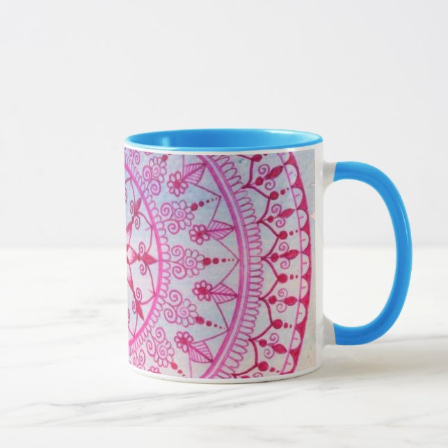 Mug Fleur assez rose et bleue tirée par la main de (Droite)