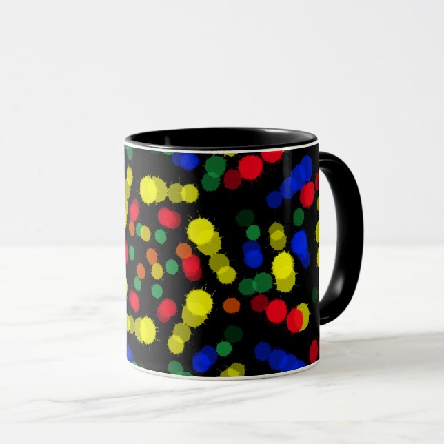 Mug Fleur aux couleurs arc-en-ciel floues et pointillé (Devant droit)