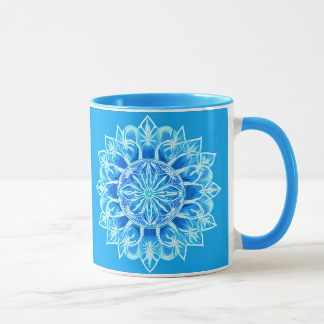 Mug Fleur Batik Mandala en Turquoise (Droite)