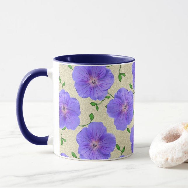 Mug Fleur bleue botanique d'été doux (Avec donut)