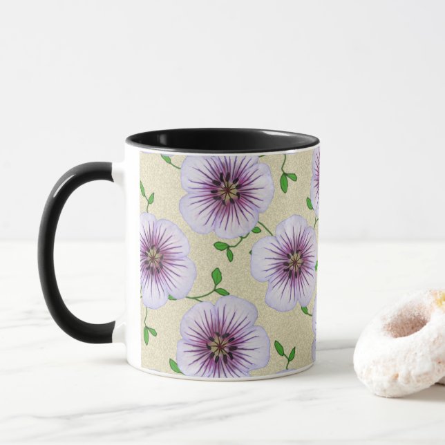 Mug Fleur bleue botanique d'été doux (Avec donut)