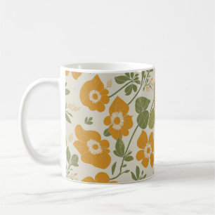 Mug Fleur Boho vintage Orange Couleur Motif Floral