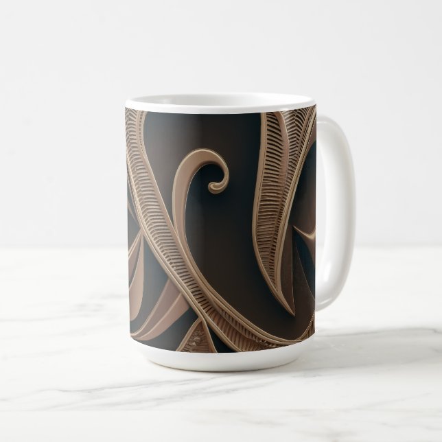Mug Fleur botanique dorée Élégant   (Devant droit)