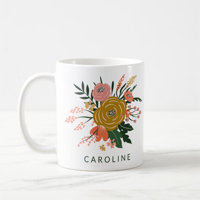 Mug Fleur botanique minimaliste simple personnalisée (Gauche)