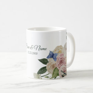 Mug Fleur colorée Bleu papillon Vert mariage fête