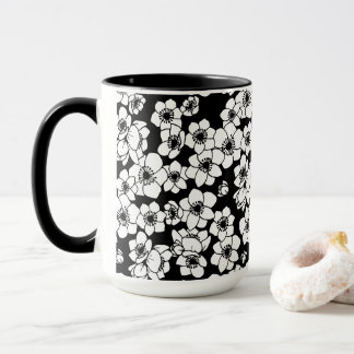 Mug Fleur d'anémone noir et blanc
