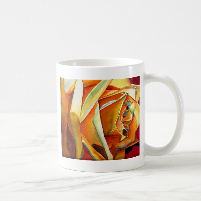 Mug Fleur d'art d'aquarelle rose jaune (Droite)