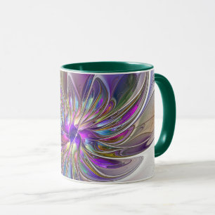 Mug Fleur d'art fractal abstrait énergique et coloré