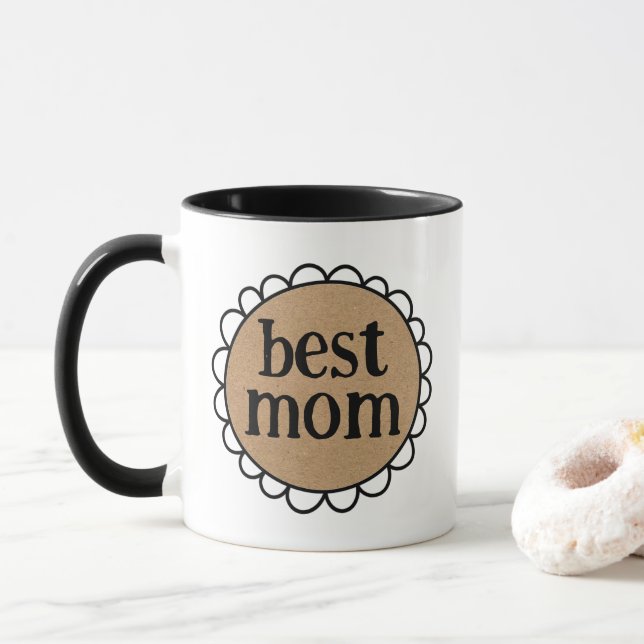 Mug Fleur de bordure à bascule Rustique MEILLEUR MOM (Avec donut)