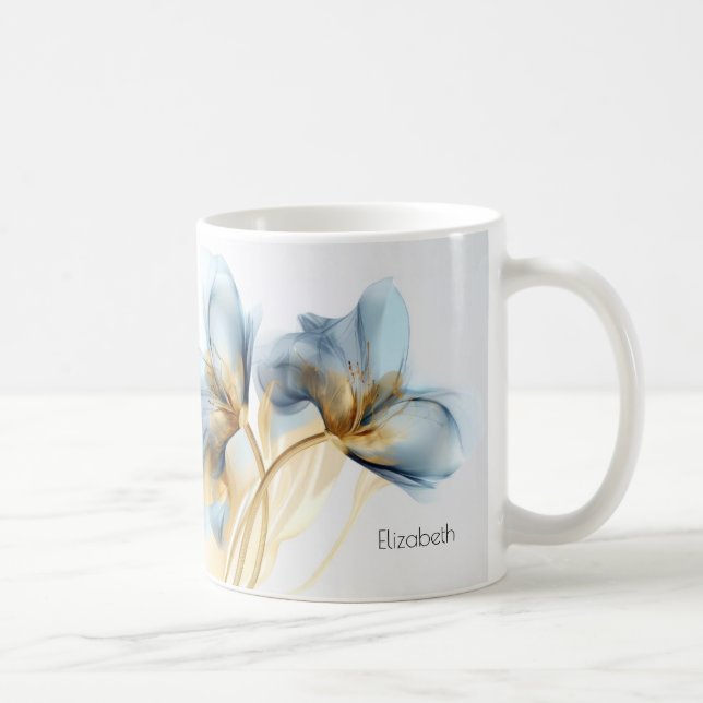 Mug Fleur de Brouillard Transparent Or Turquoise | Vot (Droite)