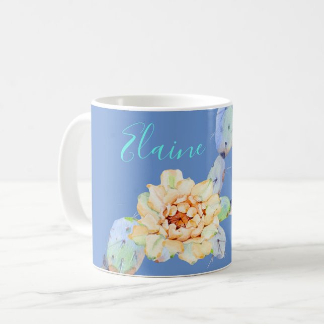 Mug Fleur de cactus fleur désert aquarelle violet (Devant gauche)