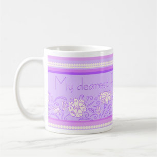 Mug Fleur de carnation violet et ami rose muet