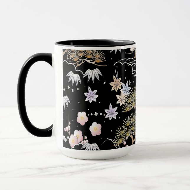 Mug Fleur de cerise noire et rose (Gauche)