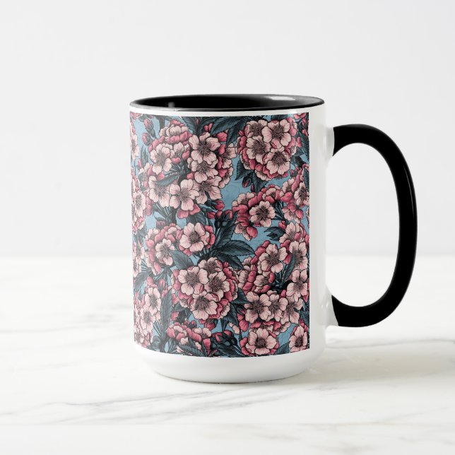 Mug Fleur de cerisier rose et bleu (Droite)