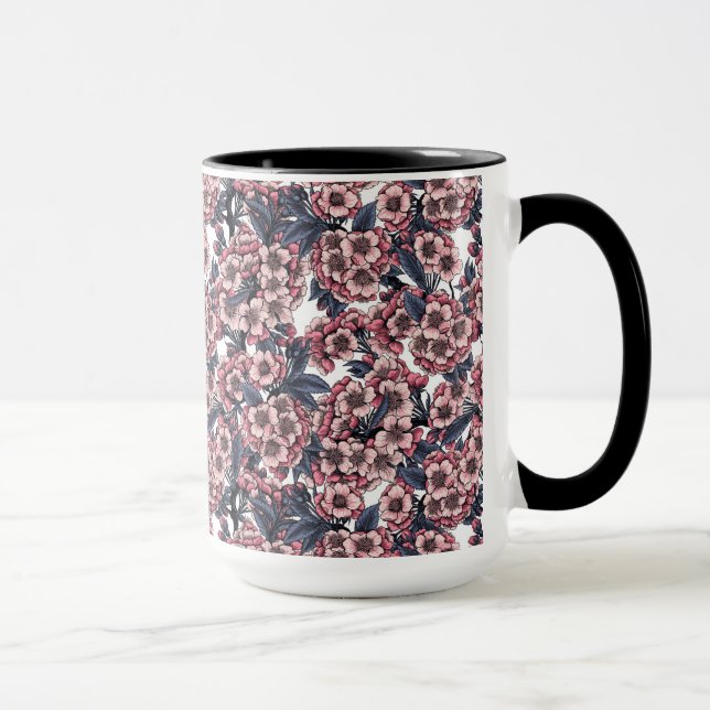 Mug Fleur de cerisier rose et bleu (Droite)