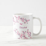 Mug Fleur de cerisier Votre Nom Monogramme Musique<br><div class="desc">Vous souhaitez commencer la journée en sirotant un café dans une tasse ou une tasse ornée d'étonnantes photos de fleurs de cerisiers ? Comme la fleur symbolique des cerisiers de printemps fleurit, invoque des sentiments de bonheur, de bonheur et de plaisir. Emblématique de la saison de Sakura, japonais pour le...</div>