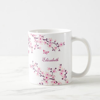 Mug Fleur de cerisier Votre Nom Monogramme Musique