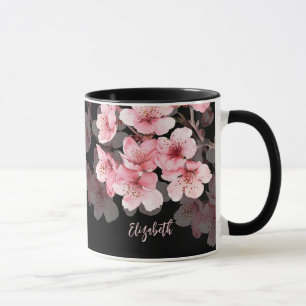 Mug Fleur de cerisier Votre Nom Monogramme Musique