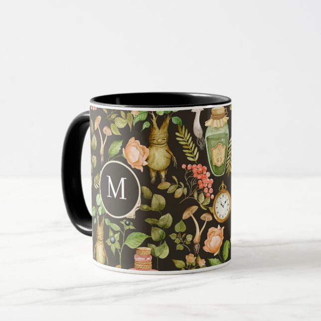 Mug Fleur de champignon Plante de crâne Halloween Abst (Devant gauche)