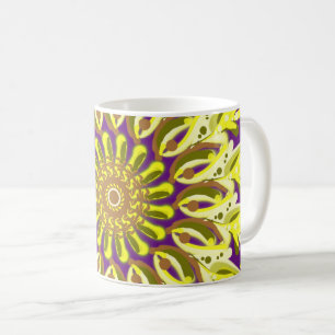 Mug Fleur de chrysanthème jaune violet Abstrait