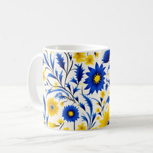 Mug Fleur de Cornflower romantique Bleu et Jaune Flora