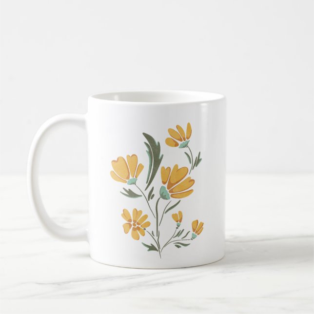 Mug Fleur de Cosmos Jaune Beauté simple (Gauche)