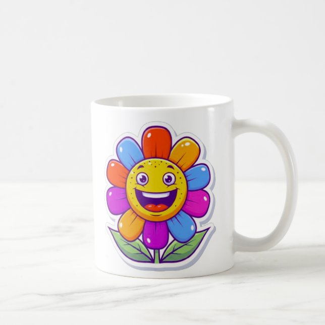 Mug fleur de dessin animé adorable et souriant (Droite)