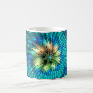 Mug Fleur de fantaisie lumineuse, fractale abstraite c