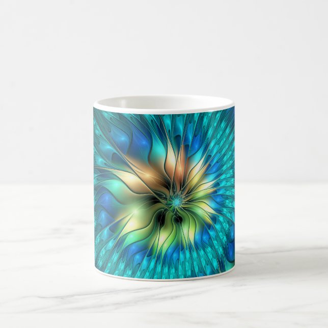 Mug Fleur de fantaisie lumineuse, fractale abstraite c (Centre)