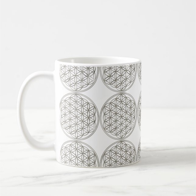 Mug Fleur de la vie / Blume des Lebens - argent (Gauche)