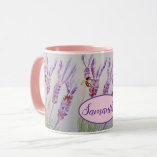Mug Fleur de lavande et aquarelle d'abeille