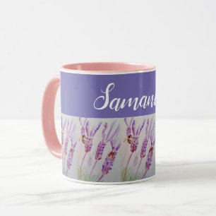 Mug Fleur de lavande et aquarelle d'abeille