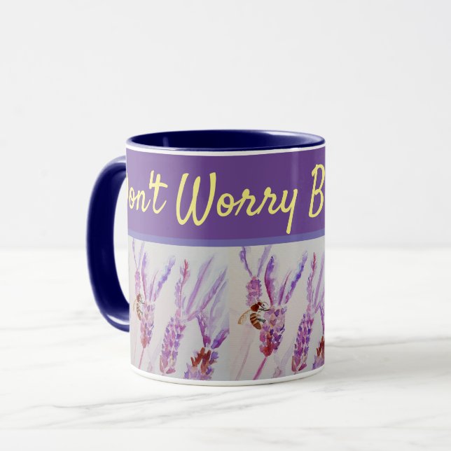 Mug Fleur de lavande ne vous inquiétez pas Bee Happy P (Devant gauche)