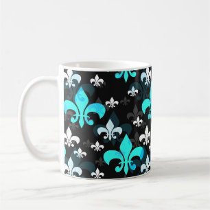 Mug Fleur De Lis Blanc Bleu
