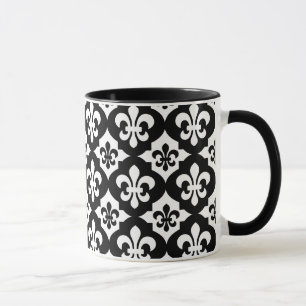 Mug Fleur De Lis Blanc Noir Motif