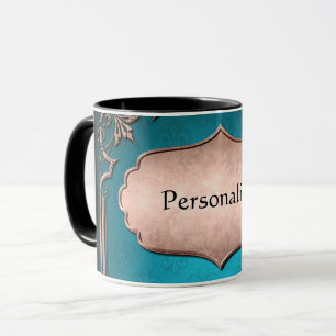 Mug Fleur de lis bleu avec muqueuse victorienne en bro