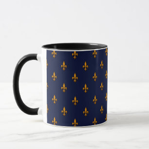 Mug Fleur-De-Lis - Bleu marine et or